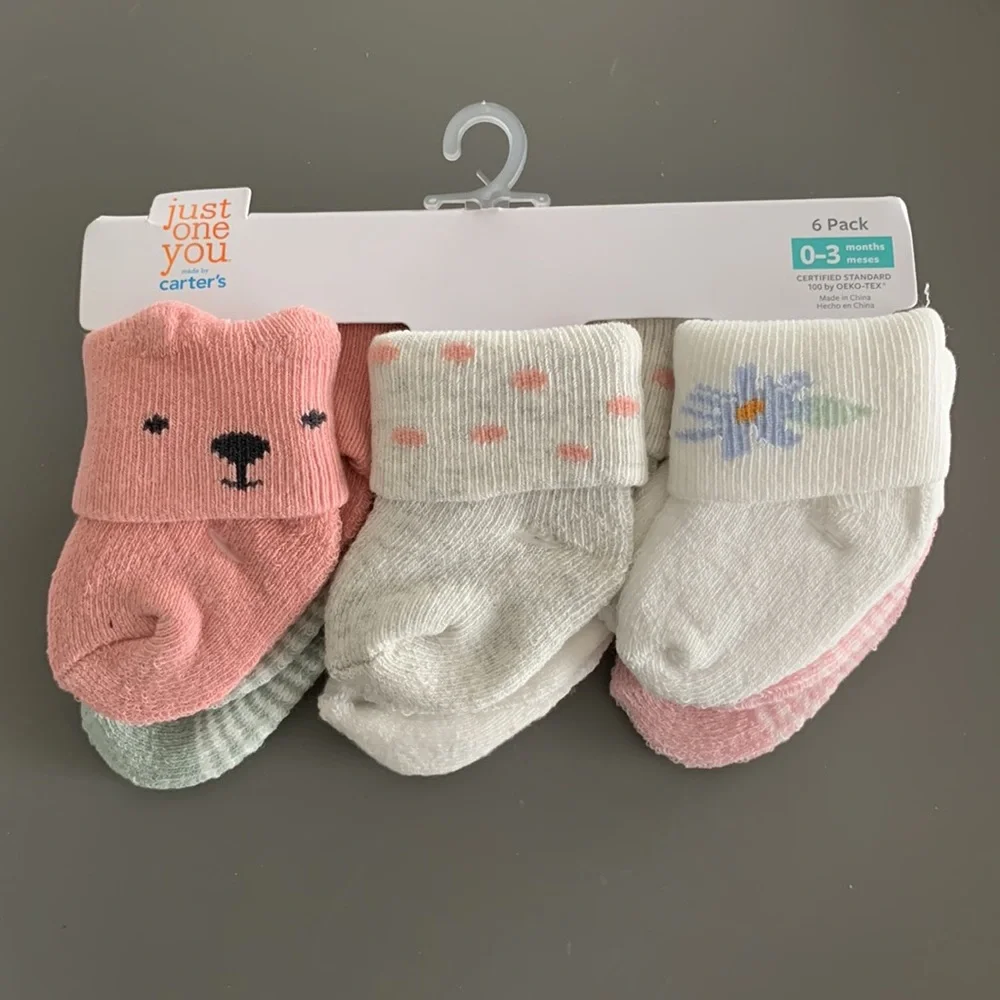 Just One You by Carters Baby Girl’s Alt Terry Socks 6 Pack